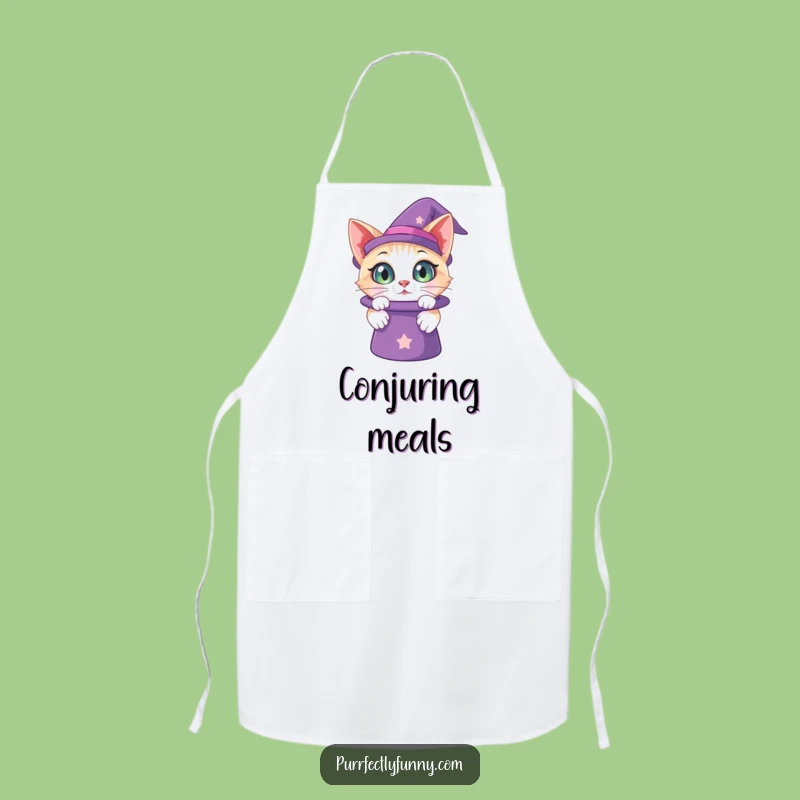 Funny Curious Cat Magic Hat Apron: Whimsical Kitchen Essential