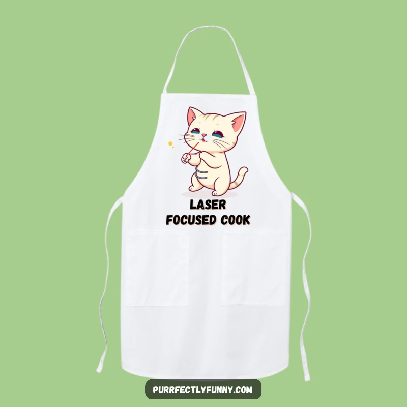 Funny Laser Cat Apron: Coiled Hunter, Hilarious Cooking Gift