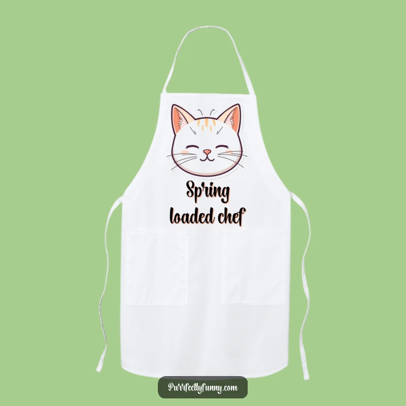 Funny Spring Whisker Cat Apron: Bouncy Fun in the Kitchen
