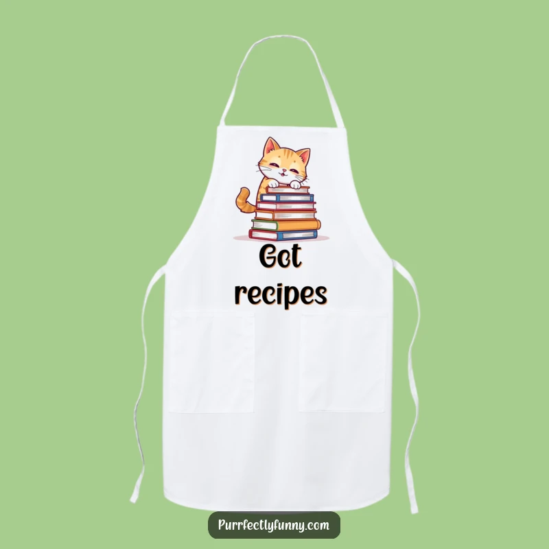 Funny Cat Book Balance Apron - Kitchen Humor for Literary Chefs