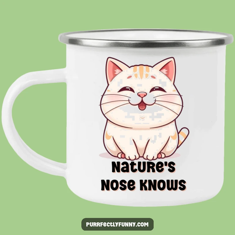Funny Wobbly Whisker Cat Camping Mug: Sip Your Adventures with Quirky Fun