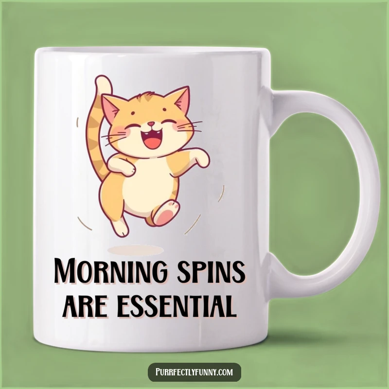 Funny Dizzy Cat Tail Chase Mug - Hilarious Gift for Playful Souls!