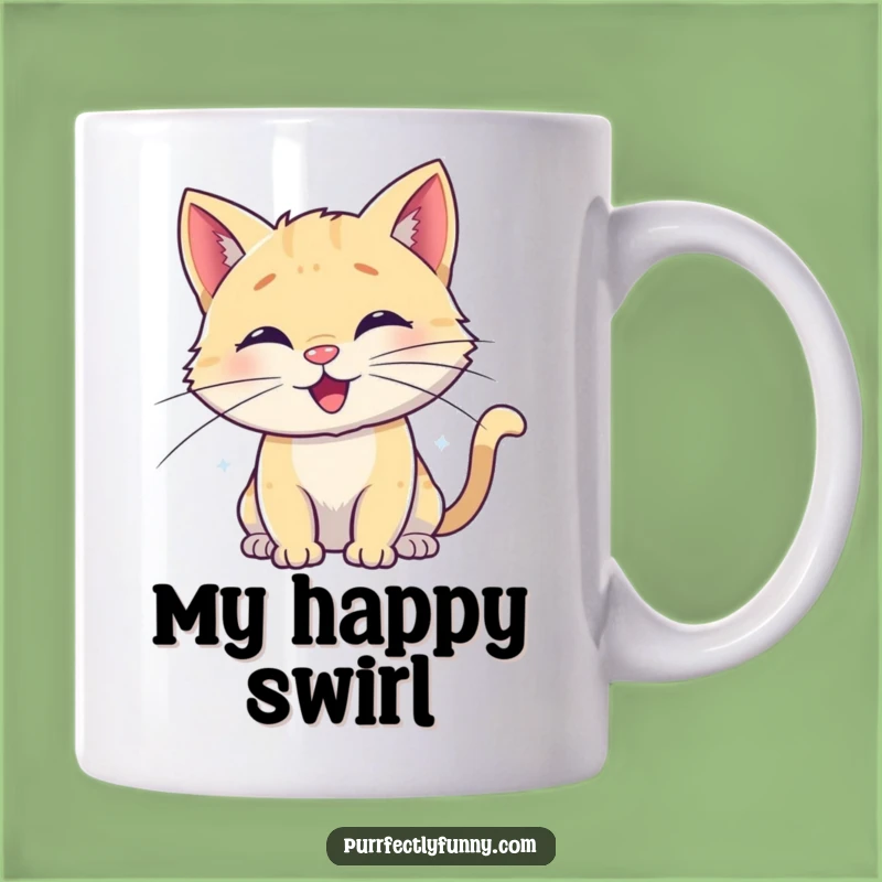 Funny Spiral Whisker Cat Mug: Delightful Gift for Happy Cat Lovers