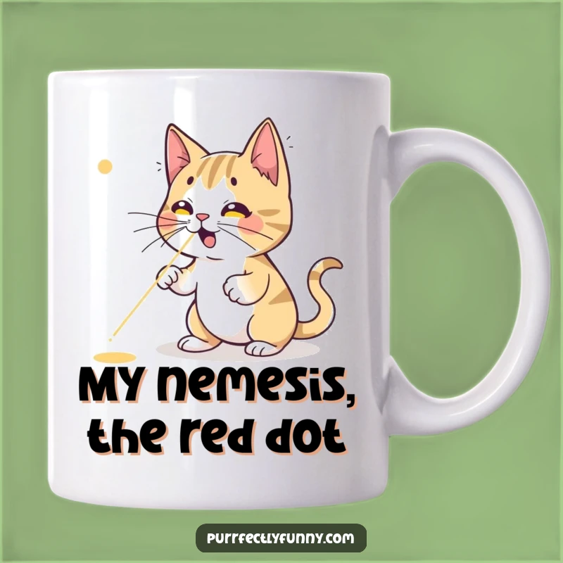 Funny Cat Laser Chase Mug - Hilarious Escaping Dot, Perfect Gift for Cat Lovers