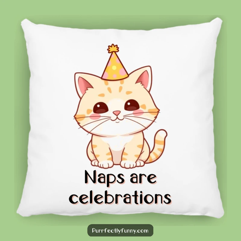 Funny Party Cat Pillow - Snuggle with this Hilarious Whisker Celebration Comfort Gift