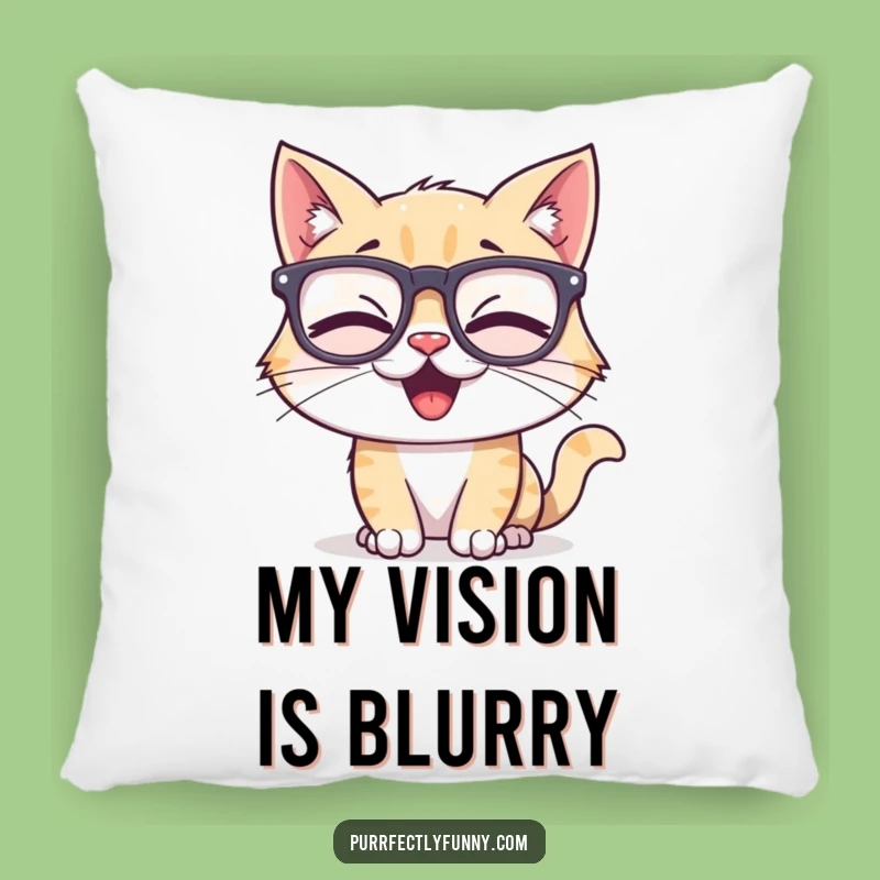 Funny Cat Pillow: Plush Comfort with a Giggling Character and Silly Glasses Design