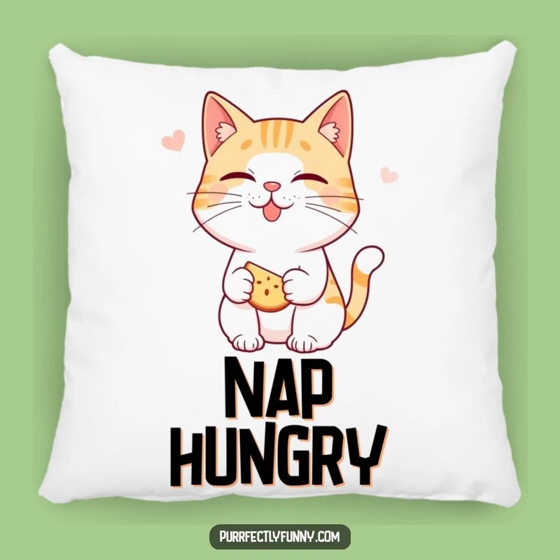Funny Anticipation Cat Pillow: Snack Time - Cozy Funny Gift!