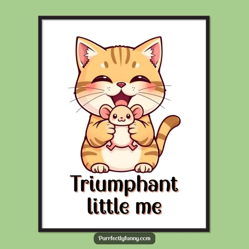 Funny Cat Hunter Digital Art: Instant Victory Decor