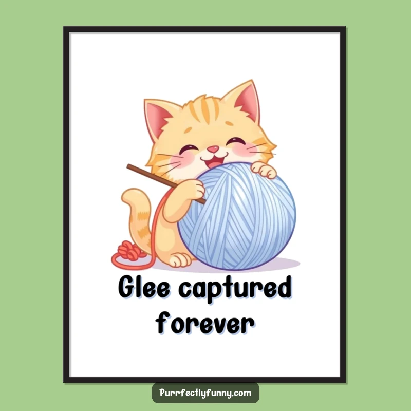 Funny Playful Cat Digital Art: High-Res Giant Yarn for Your Perfect Gift
