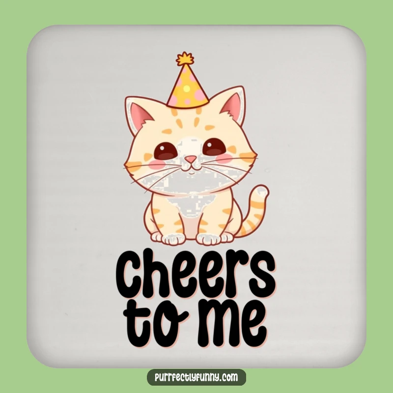 Funny Party Cat Coaster - Protect Surfaces with this Hilarious Whisker Celebration Decor Gift