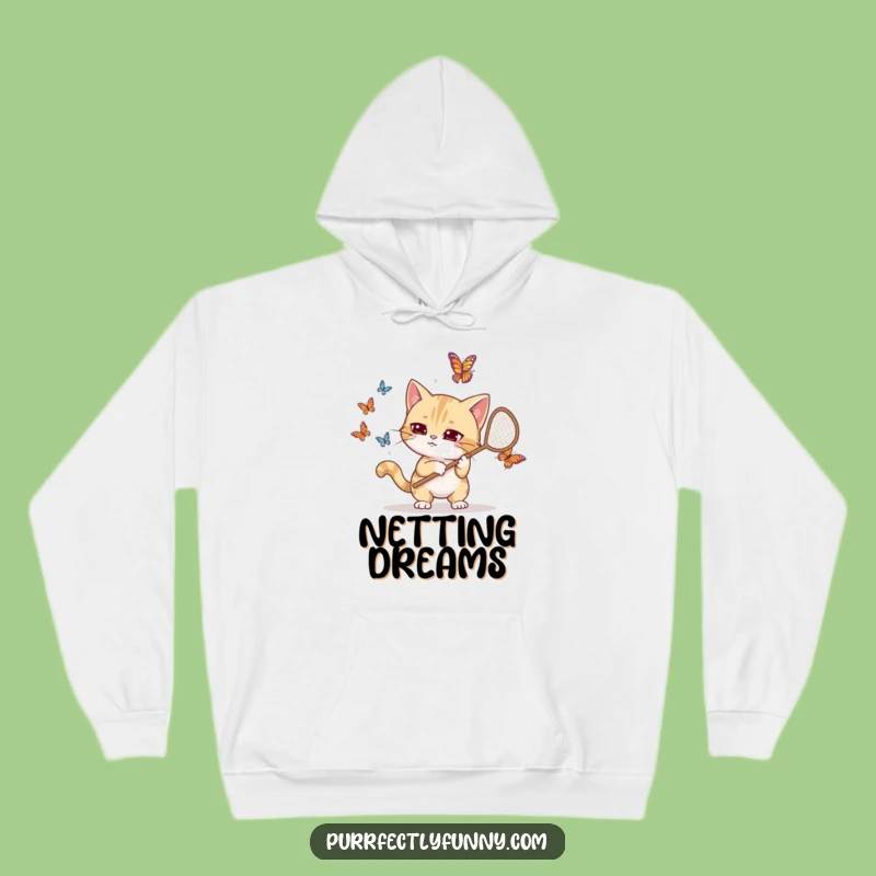 Funny Goofy Cat Butterfly Net Hoodie: Cozy and Hilarious Pet Owner Gift