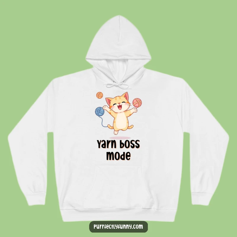 Funny Juggling Cat Hoodie - Cozy Yarn Ball Sweatshirt, Awesome Gift