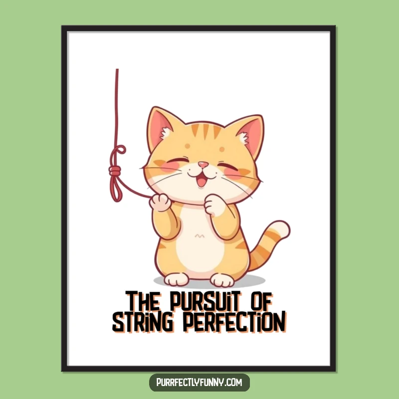 Free Printable Wall Art: Cat Batting String, Playful & Humorous Downloadable Decor!