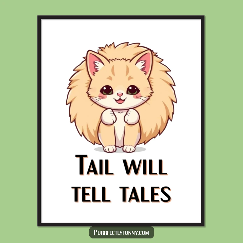 Free Printable Wall Art: Funny Smiling Cat Tail Downloadable Decor
