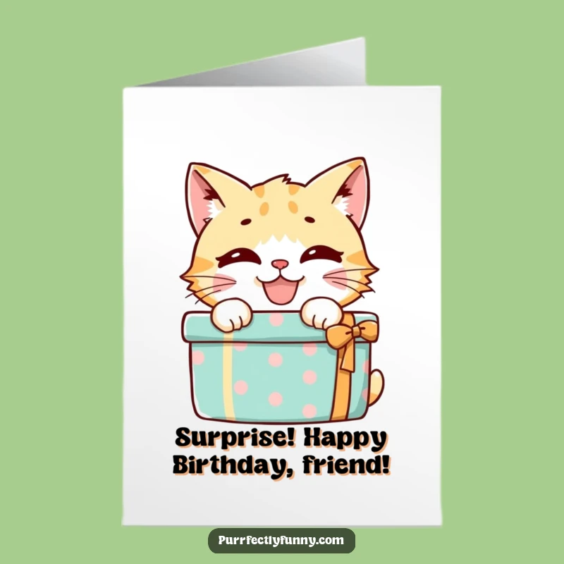 Free Printable Birthday Card: Mischievous Cat Hiding - Funny Surprise Downloadable Gift