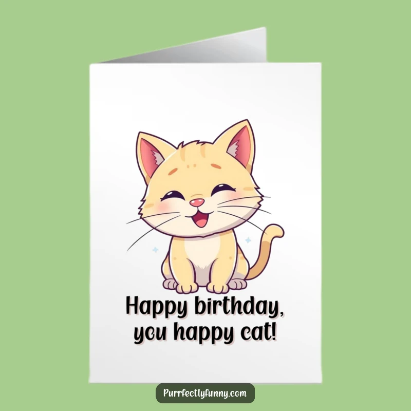 Free Printable Birthday Card: Spiraled Whisker Cat, Joyful Downloadable Greeting