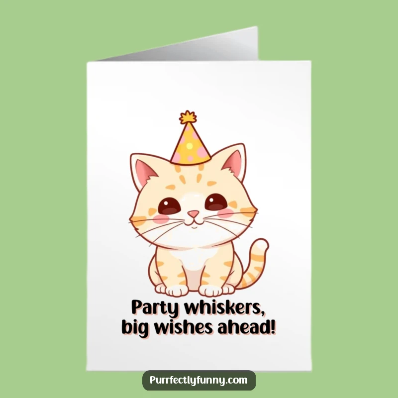 Free Printable Birthday Card: Funny Cat Party Hat - Hilarious Downloadable Gift