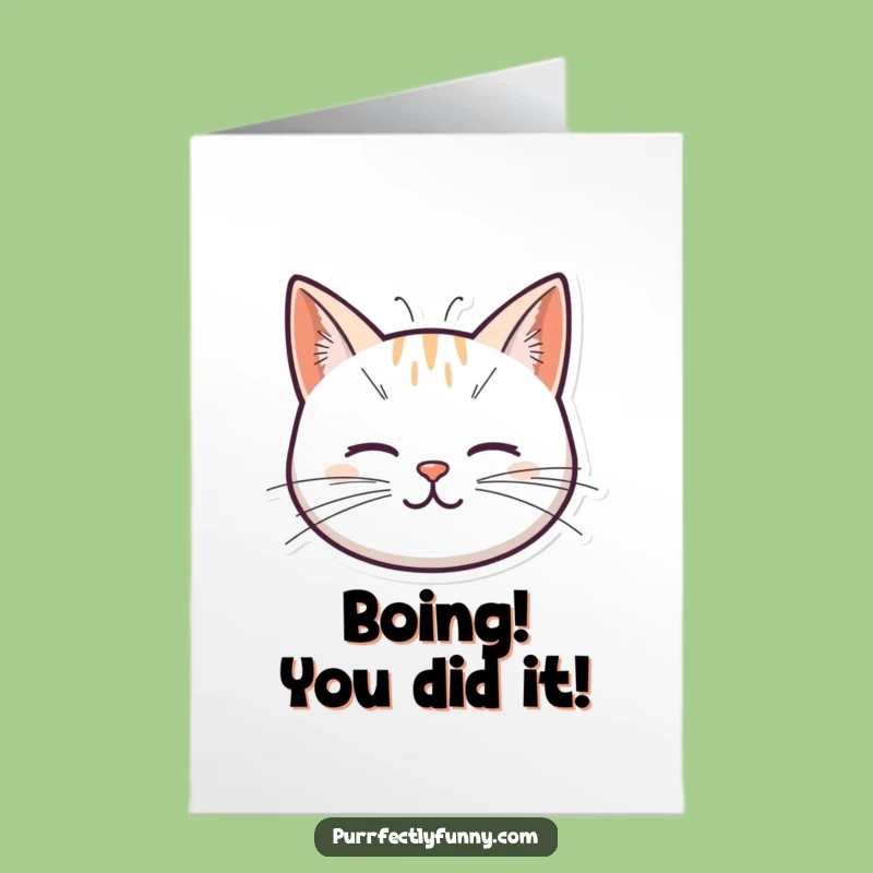Free Printable Congrats Card: Springy Whisker Cat, Amusing Downloadable Greeting