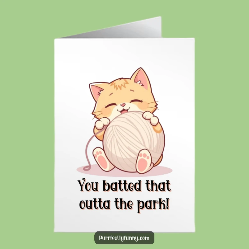 Free Printable Congratulations Card: Yarn-Tastic Cat Celebration Downloadable