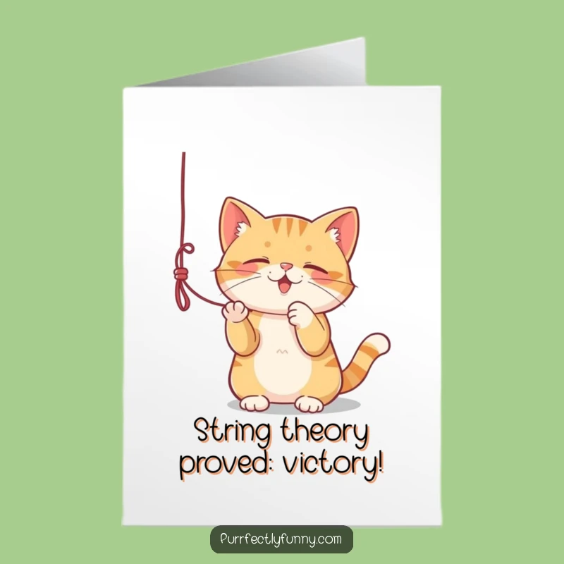Free Printable Congratulations Card: Cat Plays with String, Perfect Downloadable Gift!