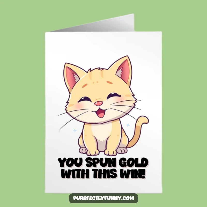 Free Printable Congrats Card: Spiraled Whisker Cat, Cheerful Downloadable Greeting