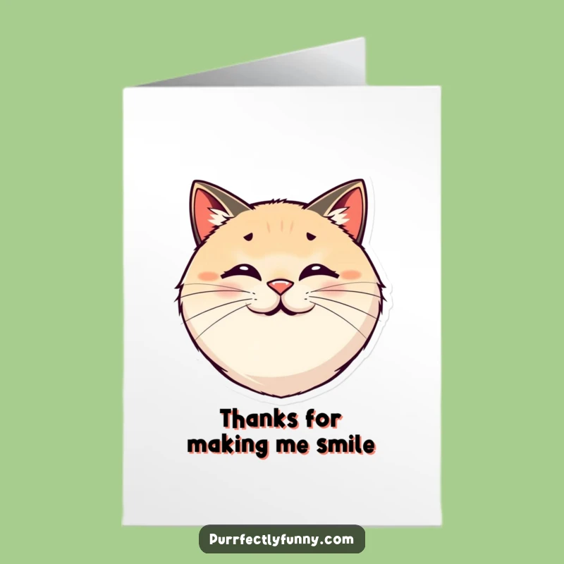 Free Printable Thank You Card: Smiling Cat Face - Downloadable Gift