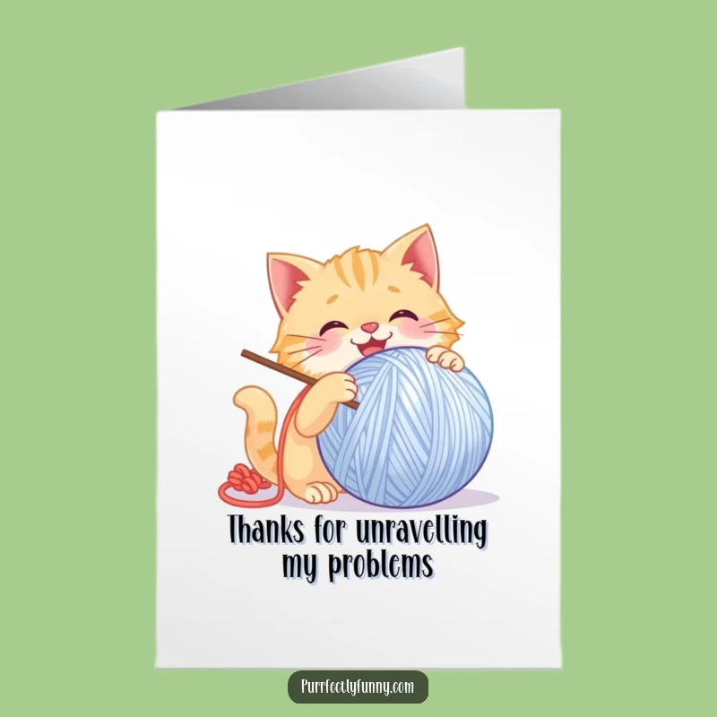 Free Printable Thank You Card: Cat Yarn Glee - Funny Downloadable Gratitude!