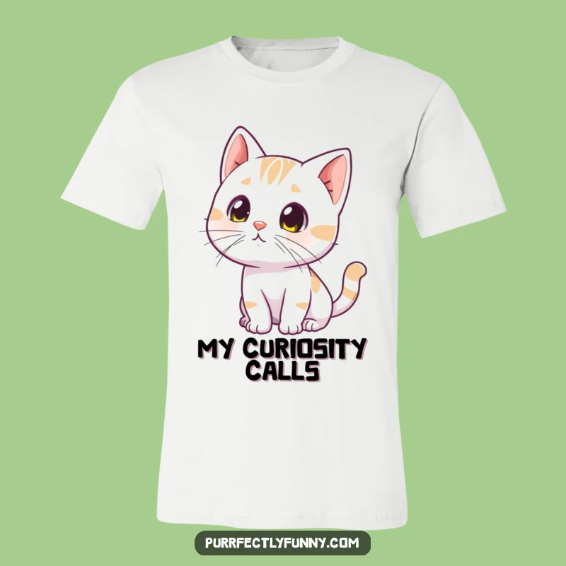 Funny Curious Cat T-Shirt - Inquisitive Feline Design - Great Funny Gift!