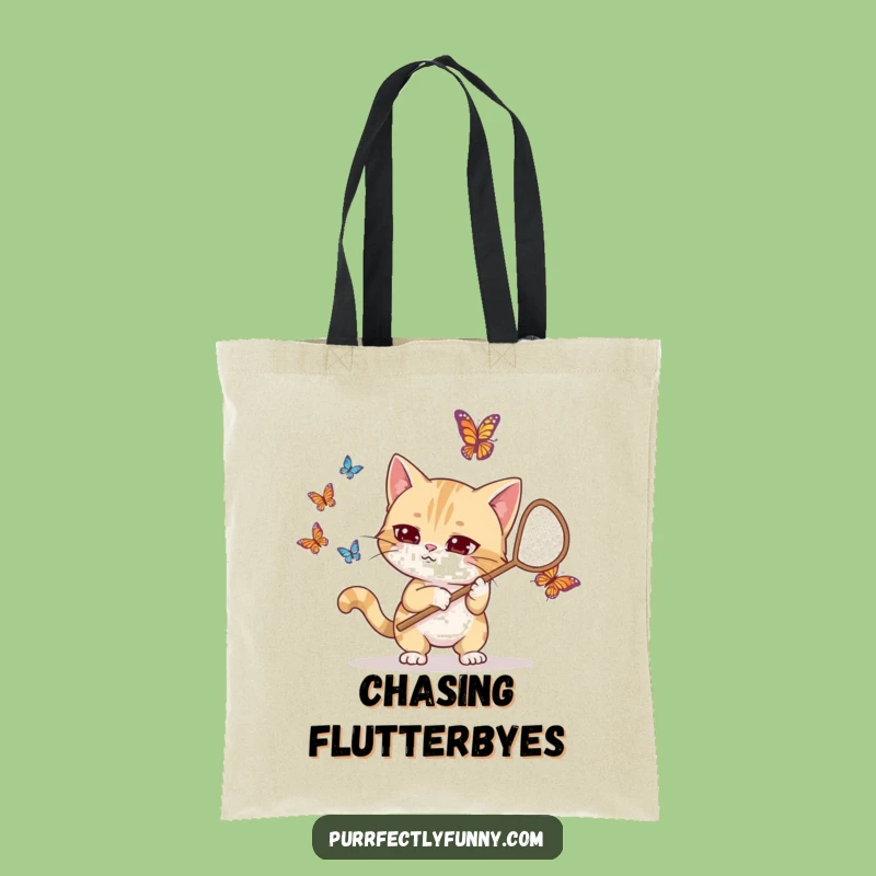 Funny Goofy Cat Butterfly Hunter Tote Bag: Stylish and Hilarious Accessory