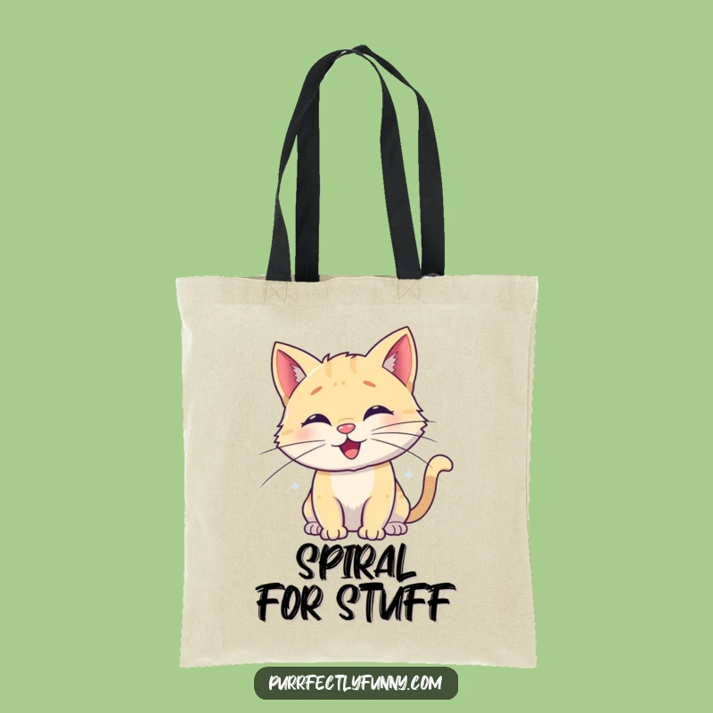 Funny Spiral Whisker Cat Tote Bag: Carry Your Happiness in Style